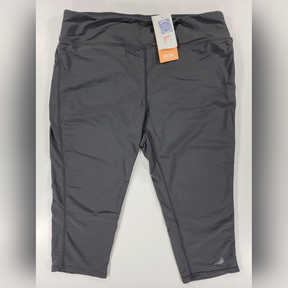 NEW UV Skinz Womens XXL 2XL Active Sport Swim Capri Crop UPF Gray Beach NWT Lake